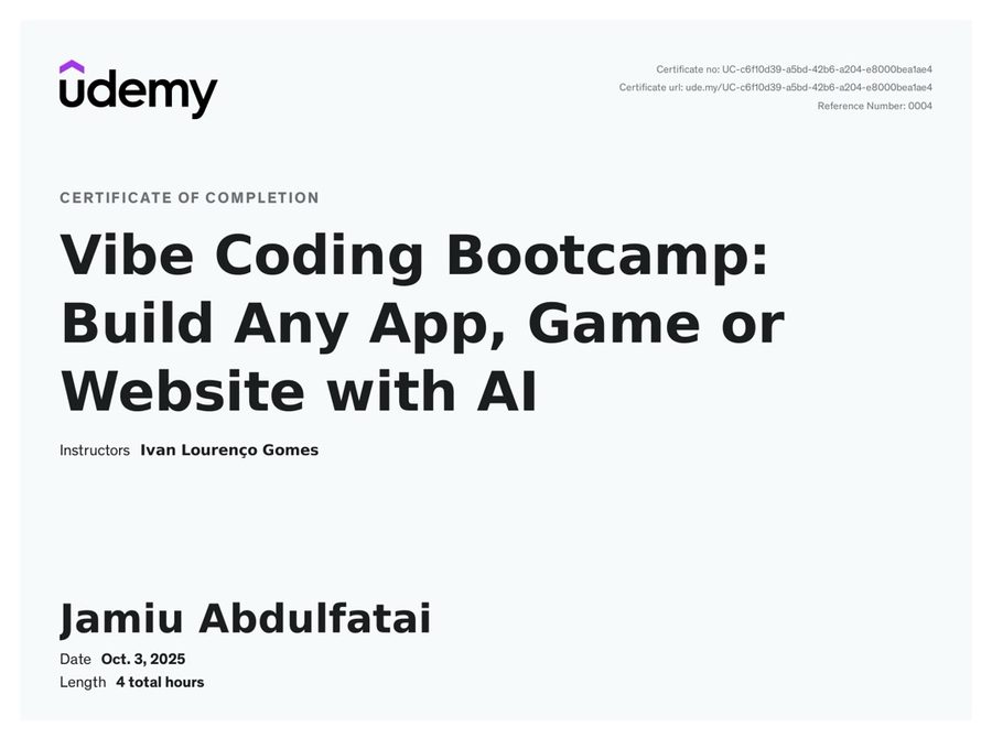 Vibe Coding Bootcamp: Build Any App, Game or Website with AI document