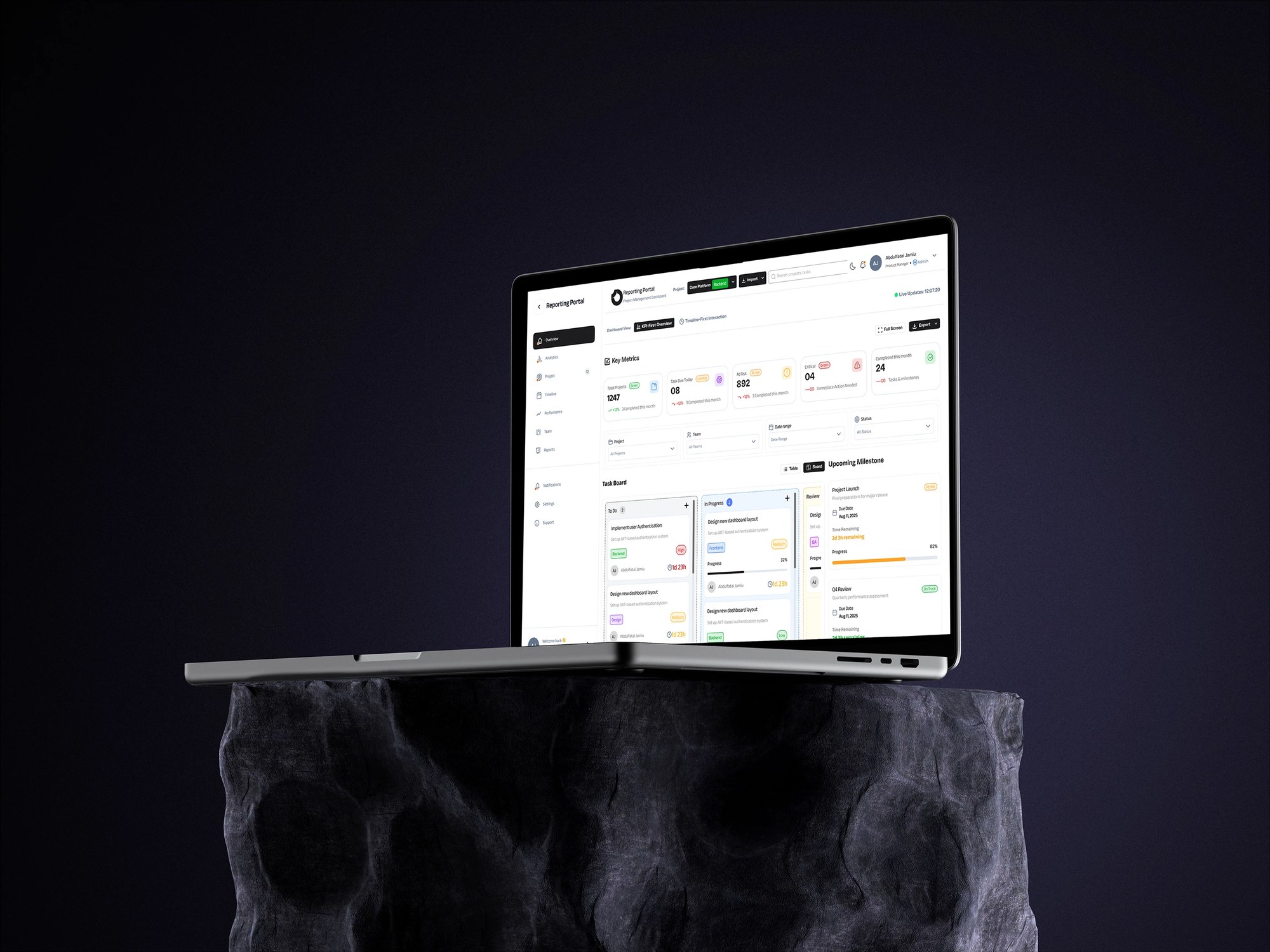 Reporting Portal, product design