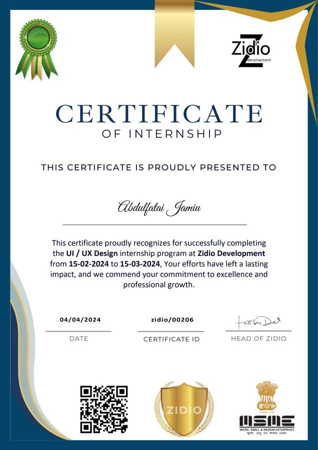 UI/UX Design internship programme document