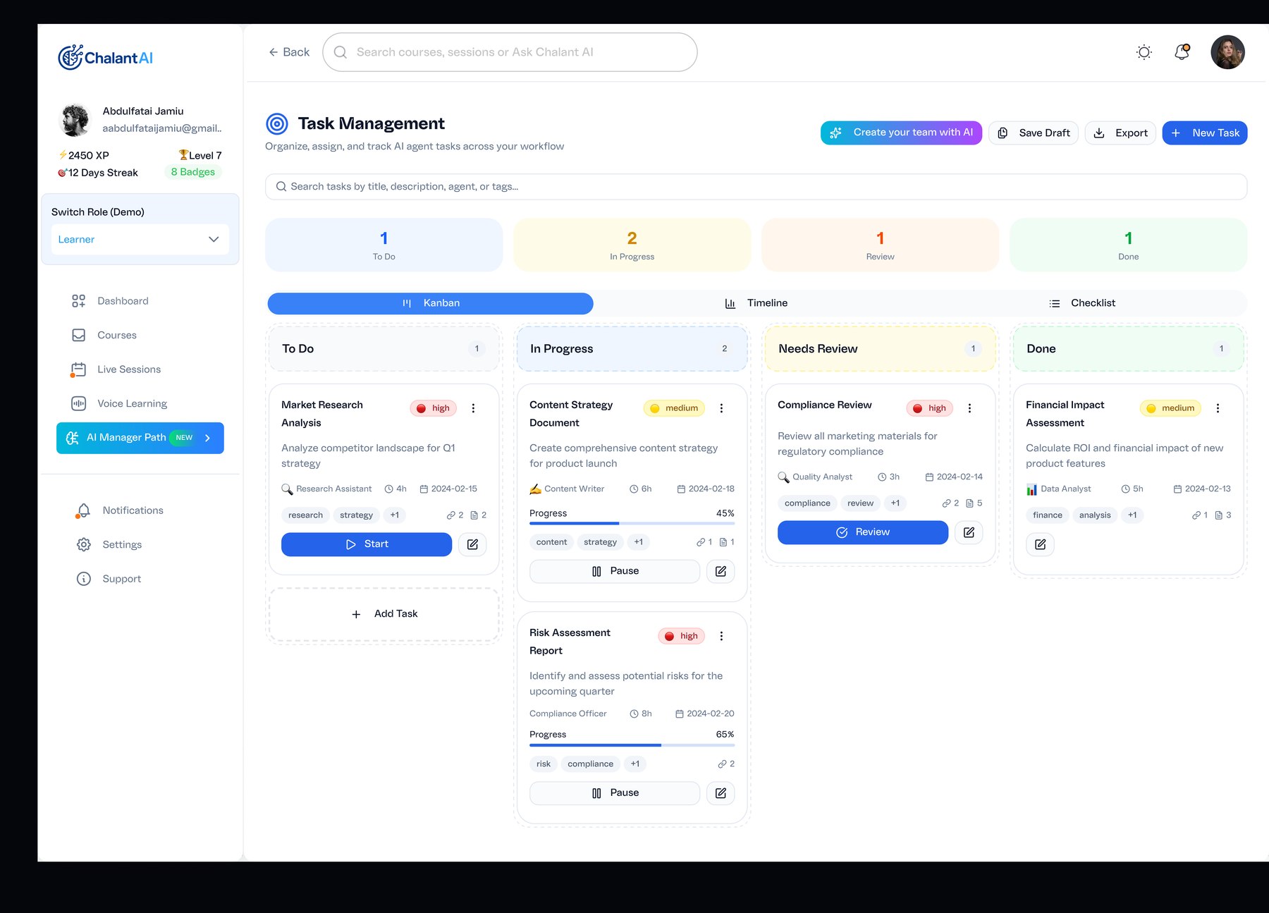 Chalant AI — AI Learning Platform & Agent Workspace