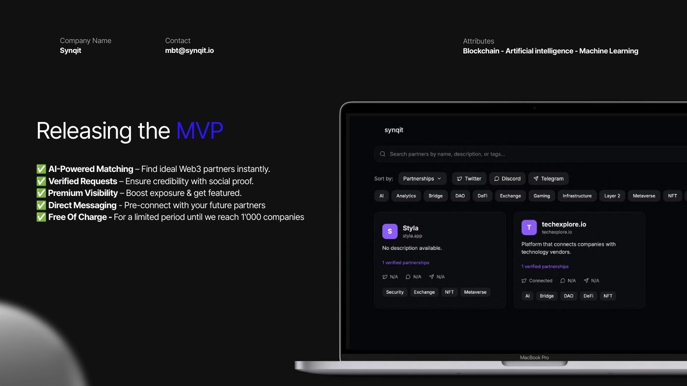The MVP release — AI-powered matching, verified requests, premium visibility and direct messaging — with the dashboard as shipped